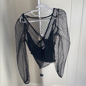 Free People Black Sheer Crop Top